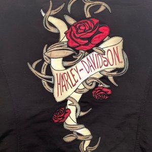 Harley Davidson Medium Rose Embroidered on Back Riding Jacket
